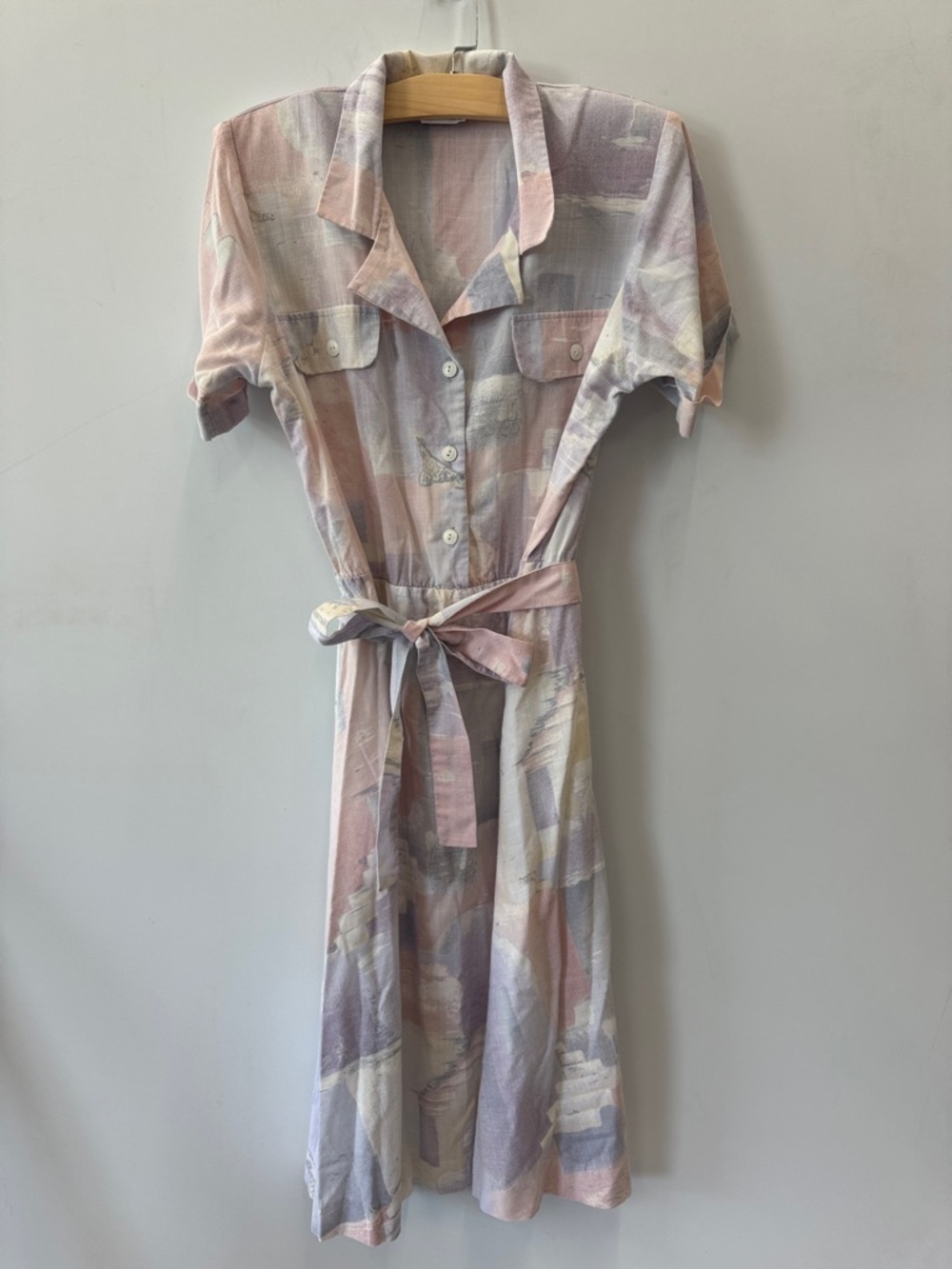 Vintage 90’s Impromto Dress Pastel Pink & Lilac Short Sleeve Shirt Dress